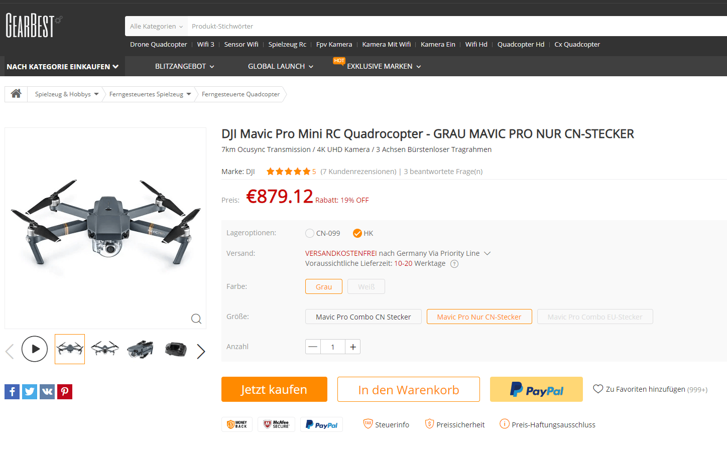 Drohne in China kaufen Gearbest