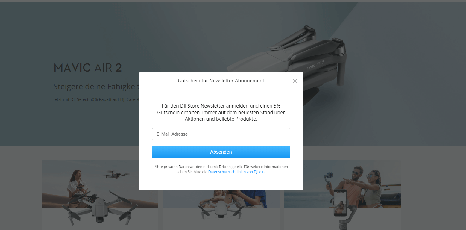 dji mavic air 2 rabatt newsletter
