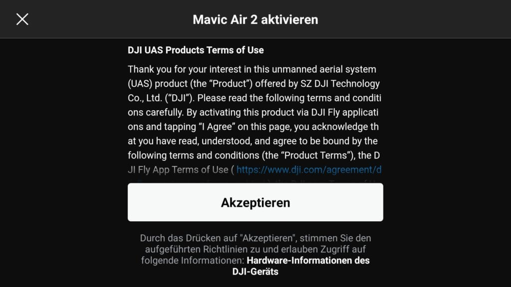 mavic air 2 aktivieren dji fly app