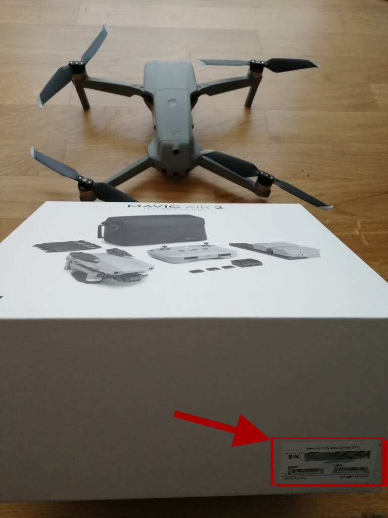 mavic air 2 seriennummer verpackung