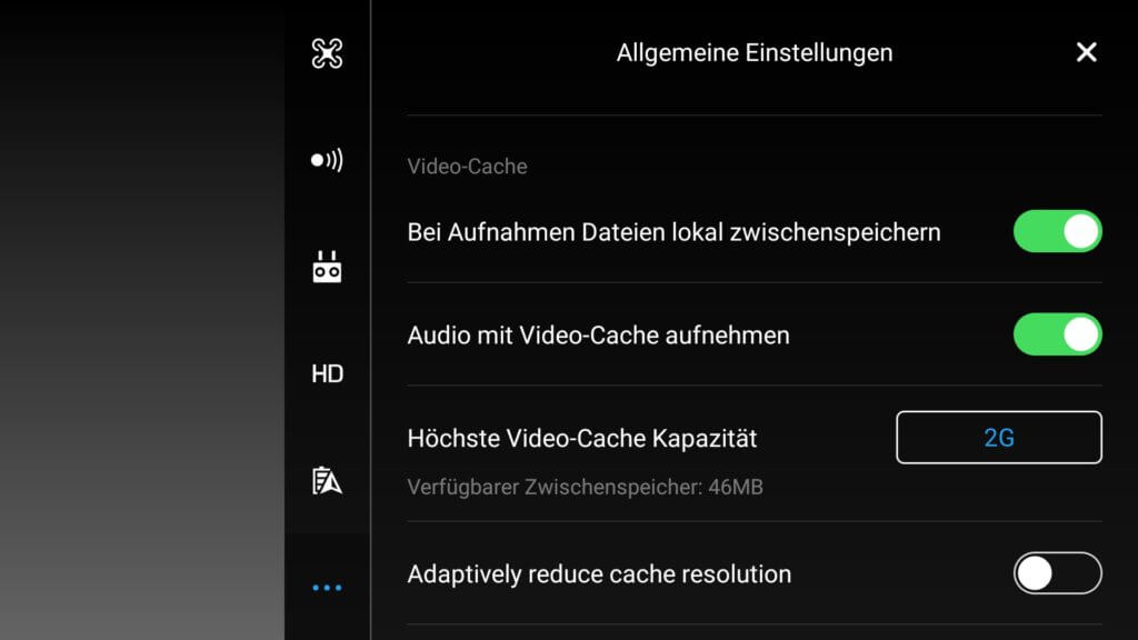 dji go 4 app audio mit videocache aufnehmen einstellung