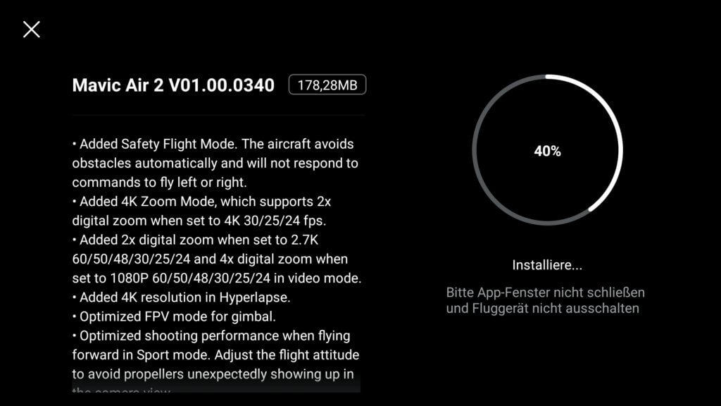 dji fly app mavic air 2 firmware 0340