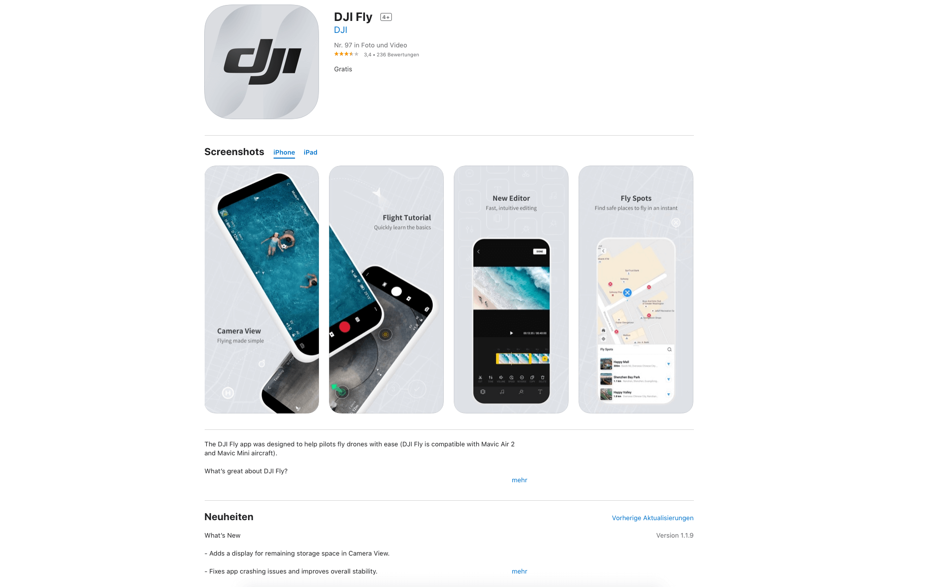 dji fly app 1-1-8 1-1-9