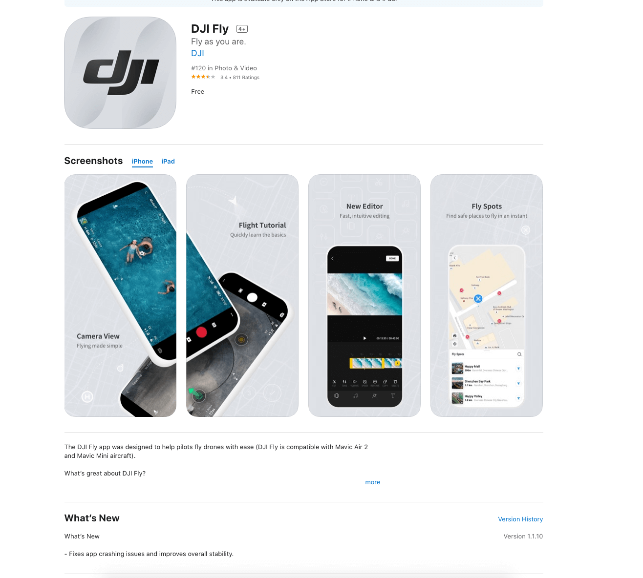 dji fly app 1-1-10 ios