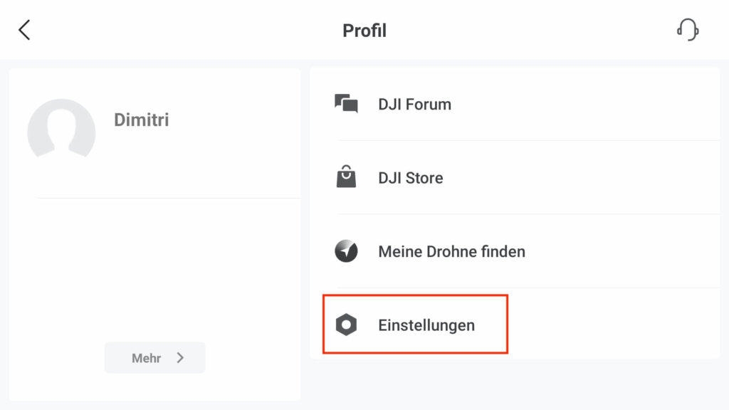 dji fly app profil