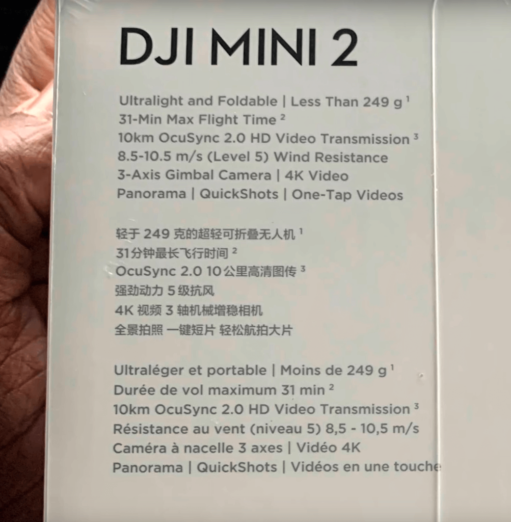 dji mini 2 verpackung technische daten