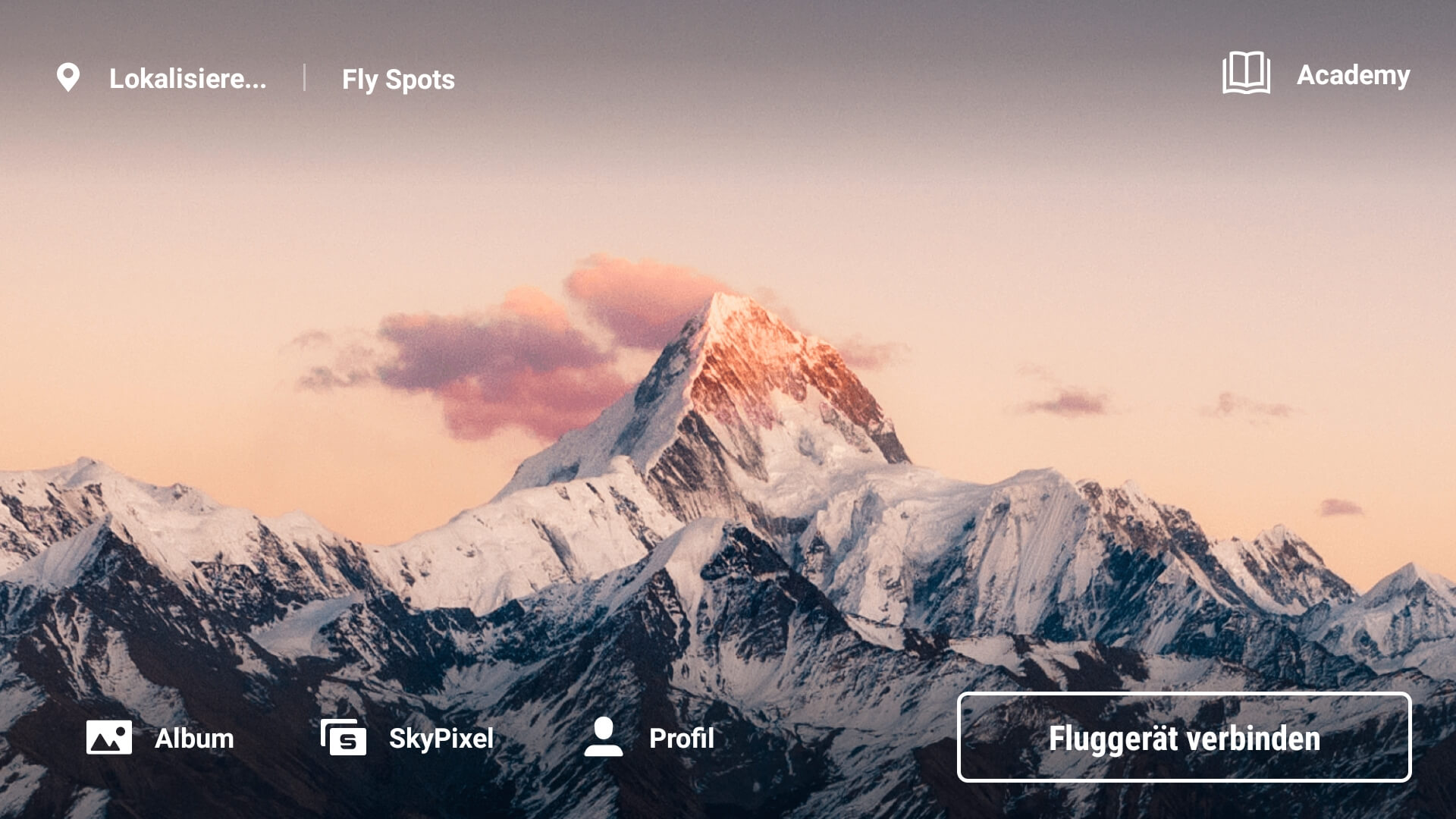 dji fly app home screen