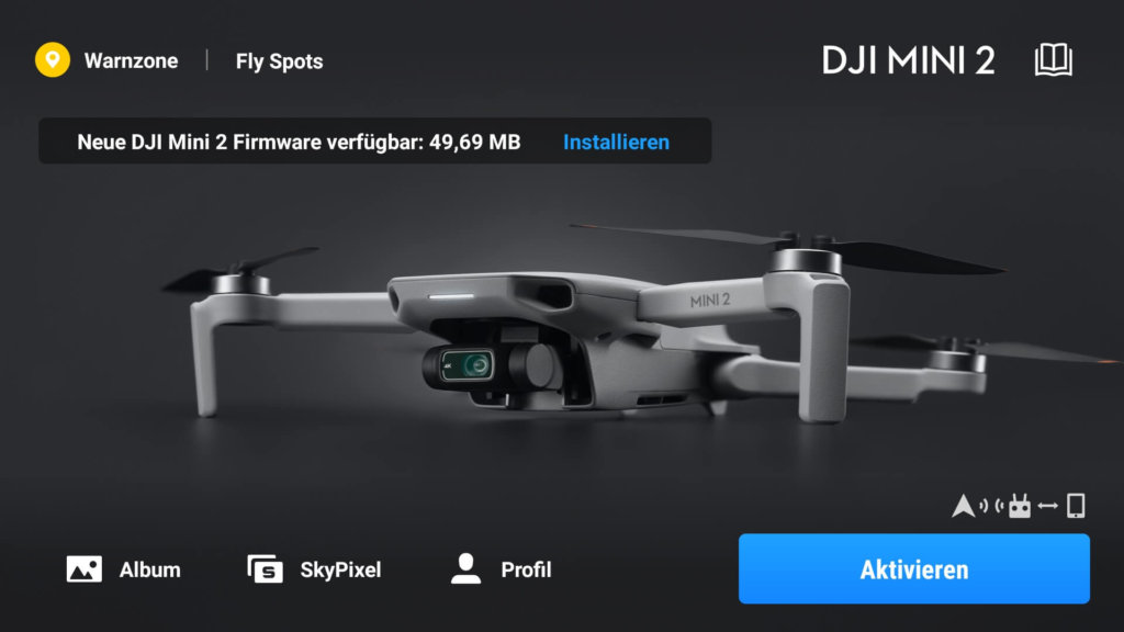 dji mini 2 test starten firmware update