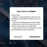 dji fly app in-app-update hinweis neue version