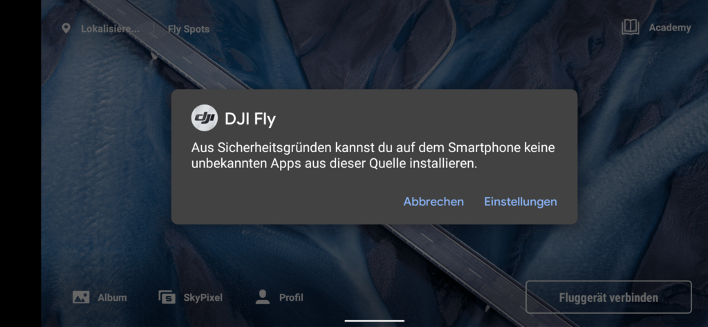 dji fly app in-app-update sicherheitshinweis