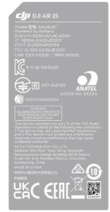 dji air 2s fcc label