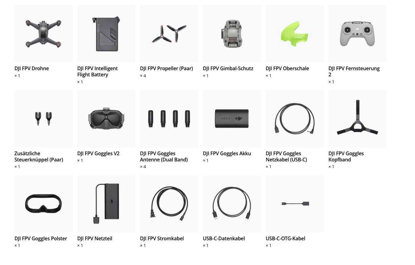 dji fpv combo lieferumfang