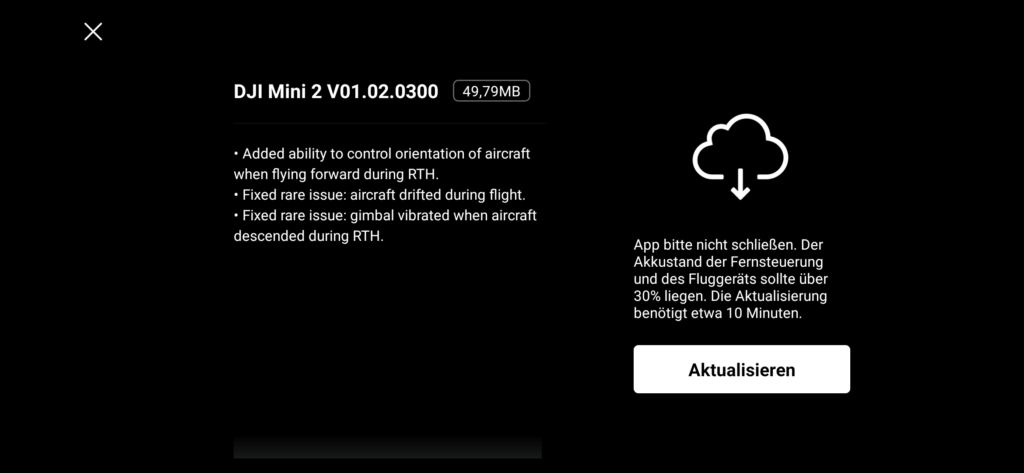 dji mini 2 firmware update 01-02-0300 patchnotes