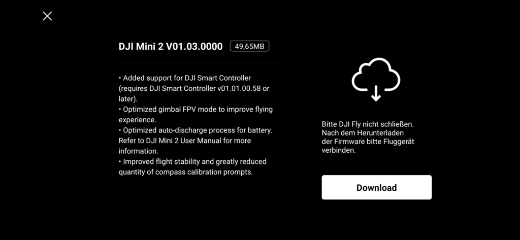 dji mini 2 firmware update 01-03-0000 patchnotes