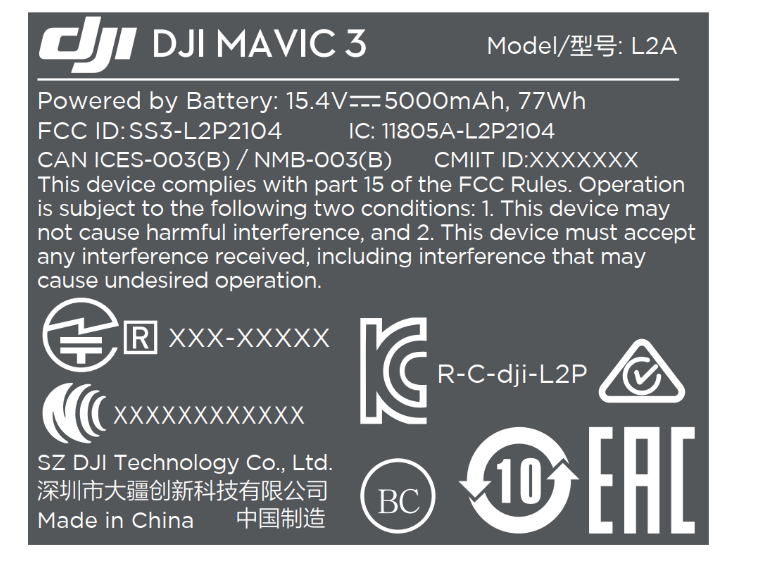 dji mavic 3 label