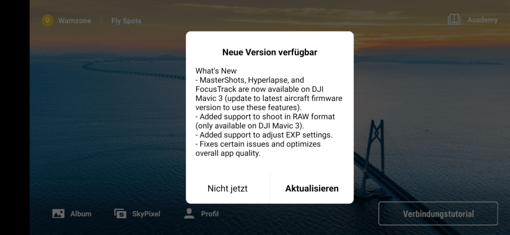 dji fly app update 1-5-4 patchnotes