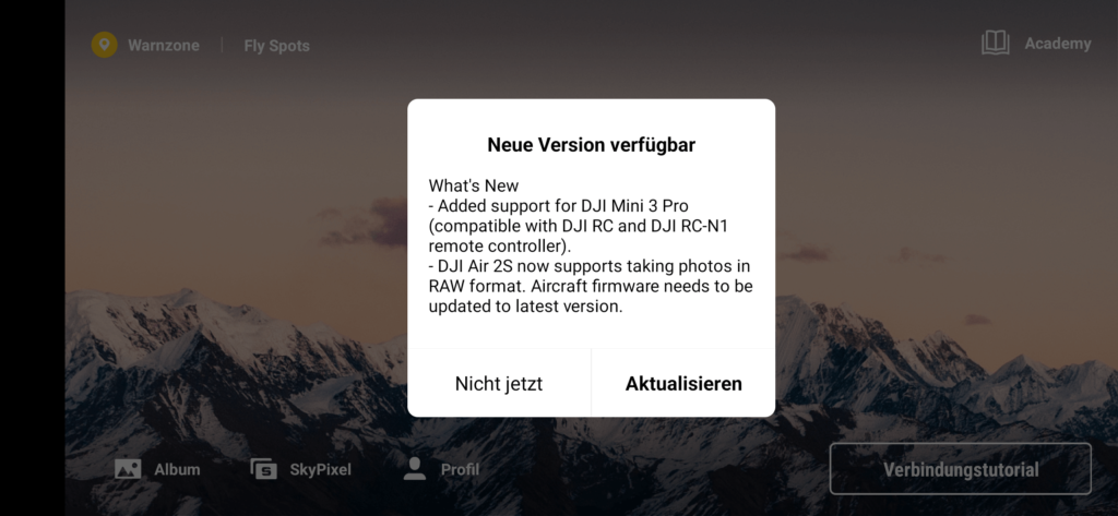 dji fly app 1-6-1 update