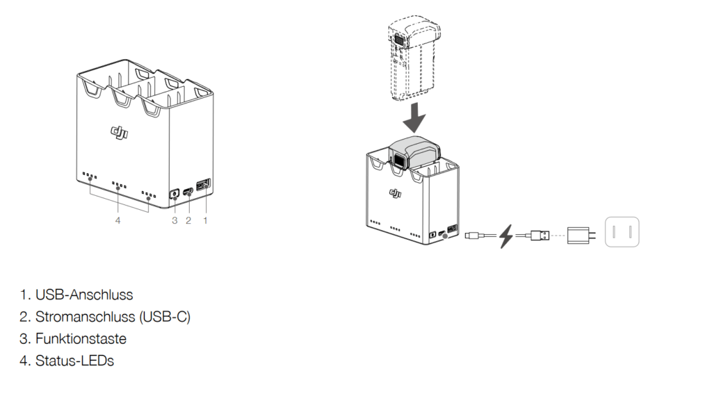 dji mini 3 pro laden ladestation handbuch