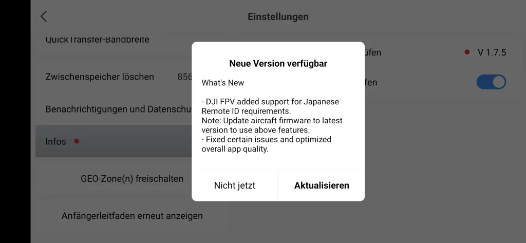 dji fly app update 1-7-5