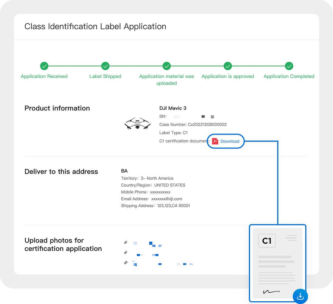dji mavic 3 c1 label zertifikat download