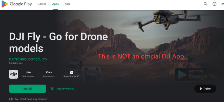 dji app fälschung warnung play store