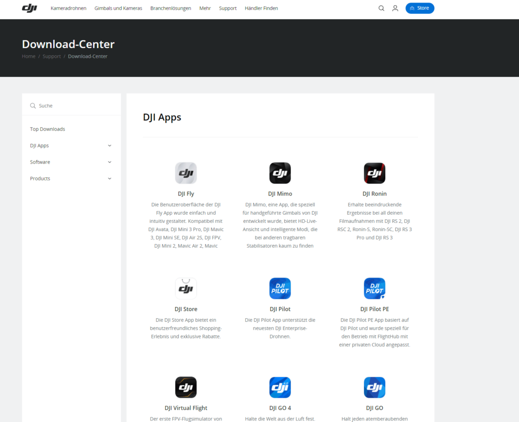 dji apps offizielle downloads