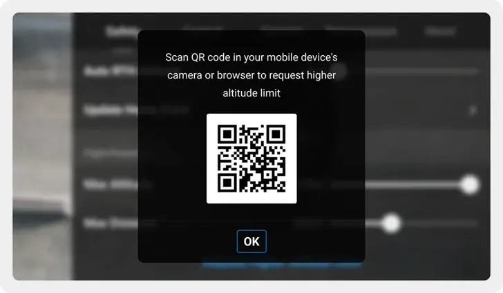 mini 4 pro 120m höhenlimit qr code