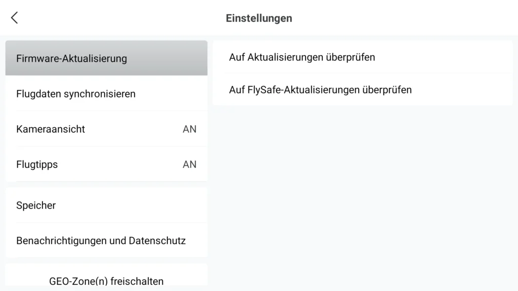 DJI Fly App Einstellungen im Profil