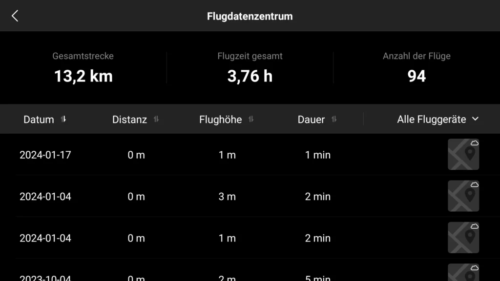 DJI Fly App flight log