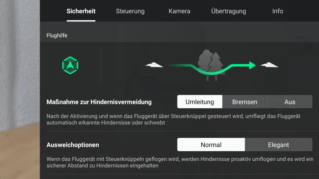 DJI Fly App Sicherheit Einstellungen