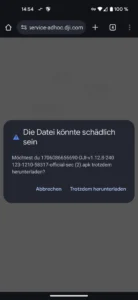 dji fly app installieren sicherheitswarnung apk