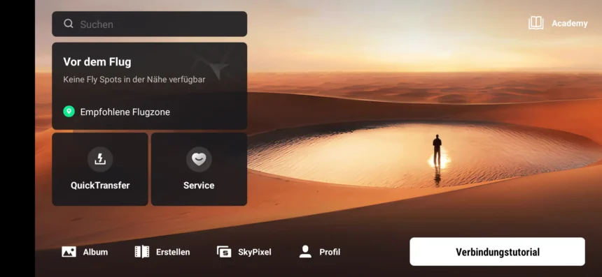 dji fly app startbildschirm 2024