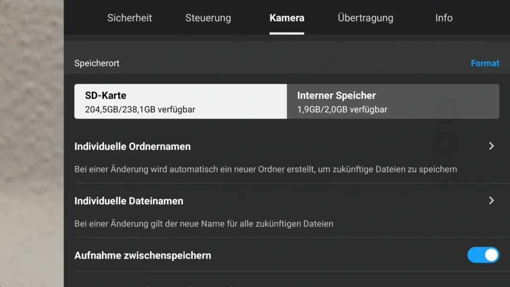 dji fly app interner speicher speicherkarte einstellungen