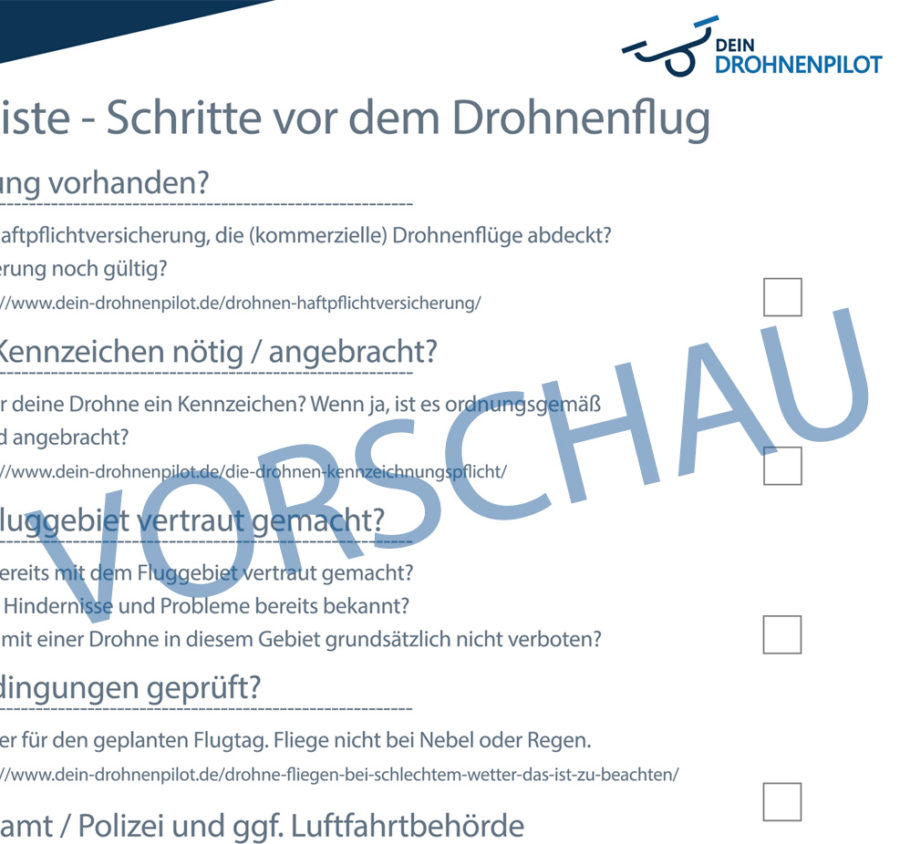 Checkliste - Vor dem Drohnenflug